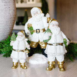 White & Gold Santa with Tree