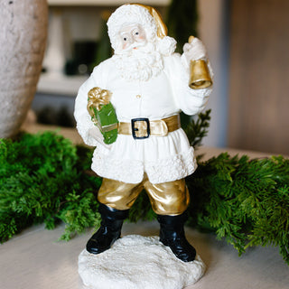 White & Gold Santa with Gift
