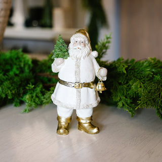 White & Gold Santa with Tree