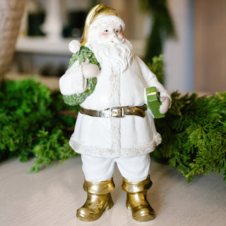 White & Gold Santa with Wreath